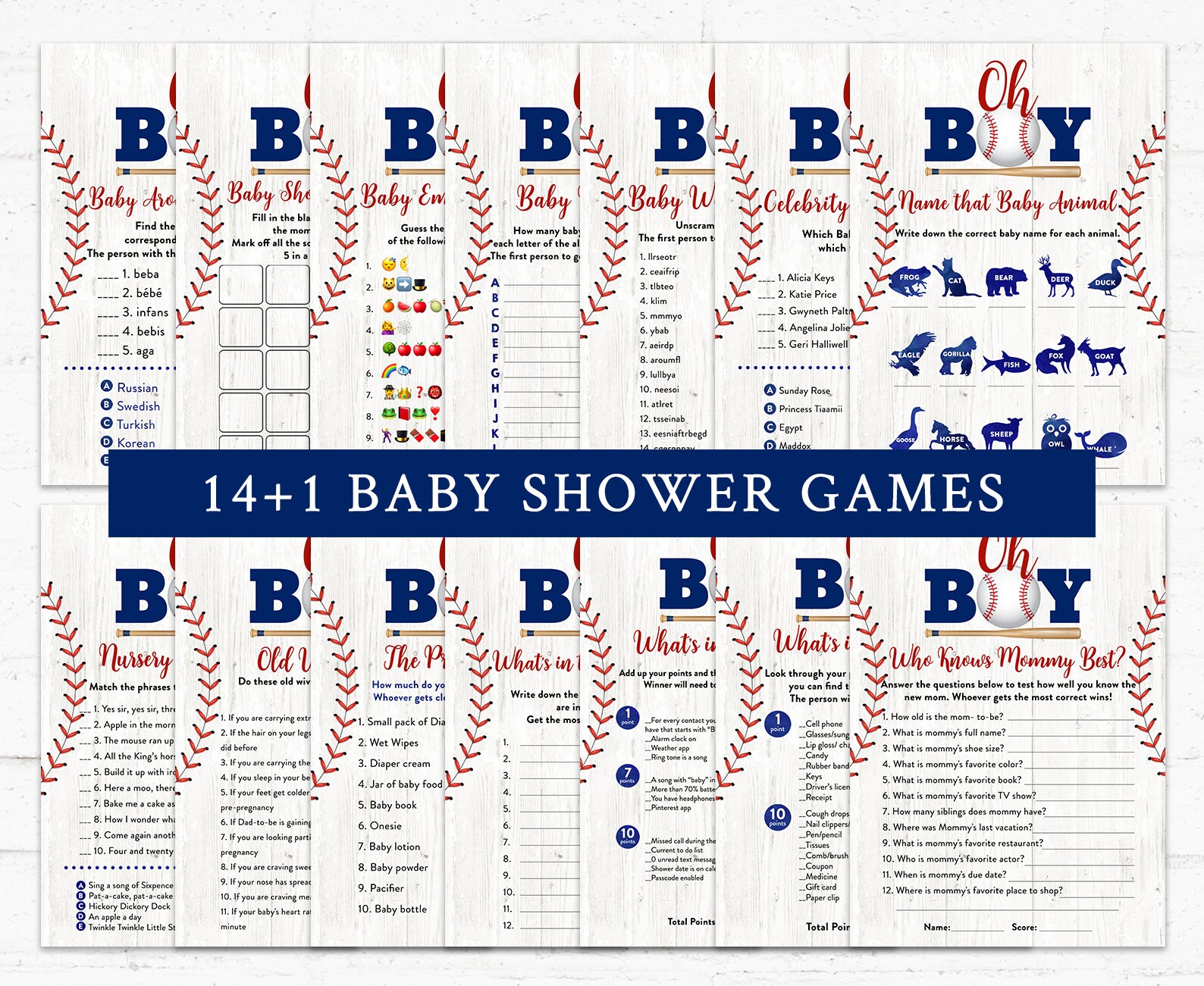 Baseball Baby Shower Games Baseball Sports Baby Shower Etsy