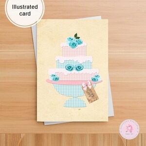 PRINT ON DEMAND Vintage Geburtstagstorte, Shabby-Chick Geburtstagskarte, Grußkarten zum Geburtstag, Geschenkkarte, Bonbonfarben Print on Demand