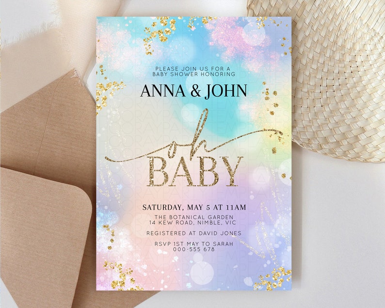 Pastel Baby Shower Invitation Rainbow Baby Shower Invitation - Etsy