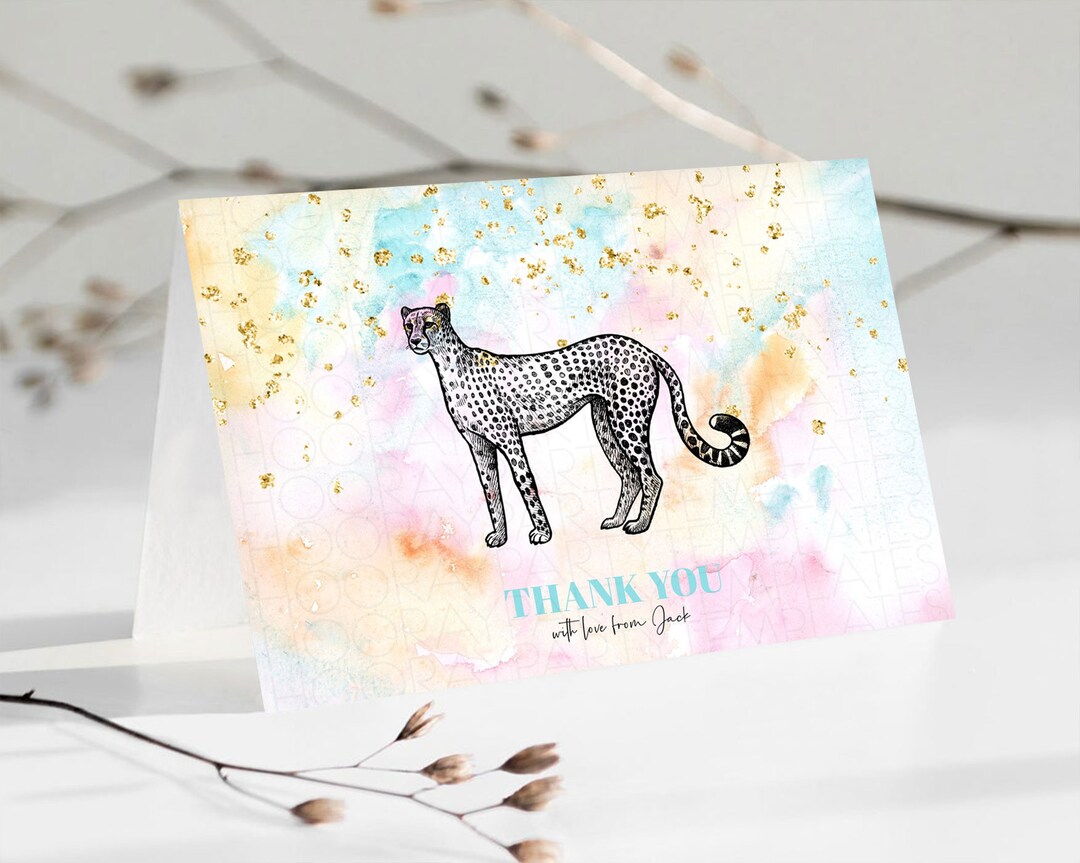 Cheetah Thank You Card Cheetah Thank You Cheetah Party Décor - Etsy