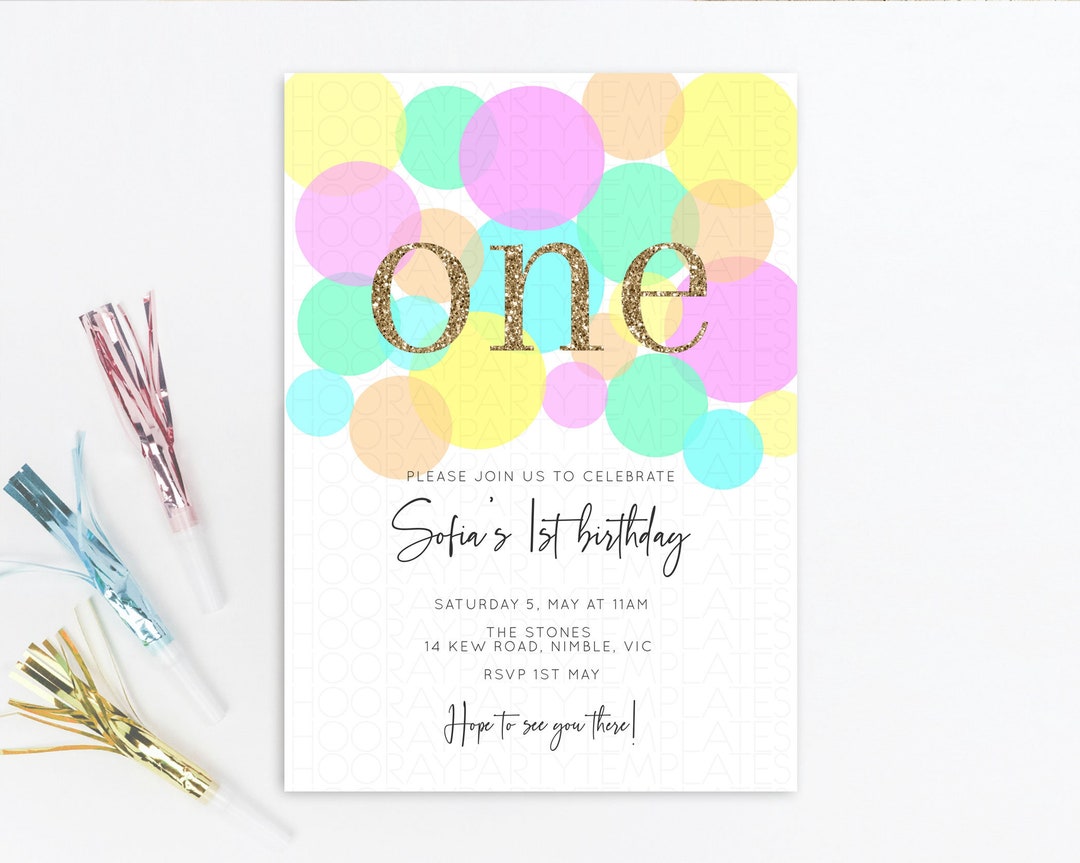 Pastel Birthday Invitation Pastel Confetti Invite Minimalist Etsy