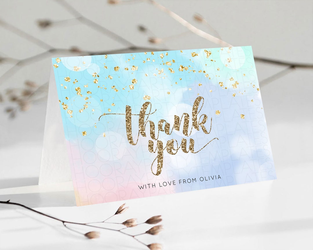 Pastel Thank You Card Pastel Watercolor Thank You Card Splash Rainbow