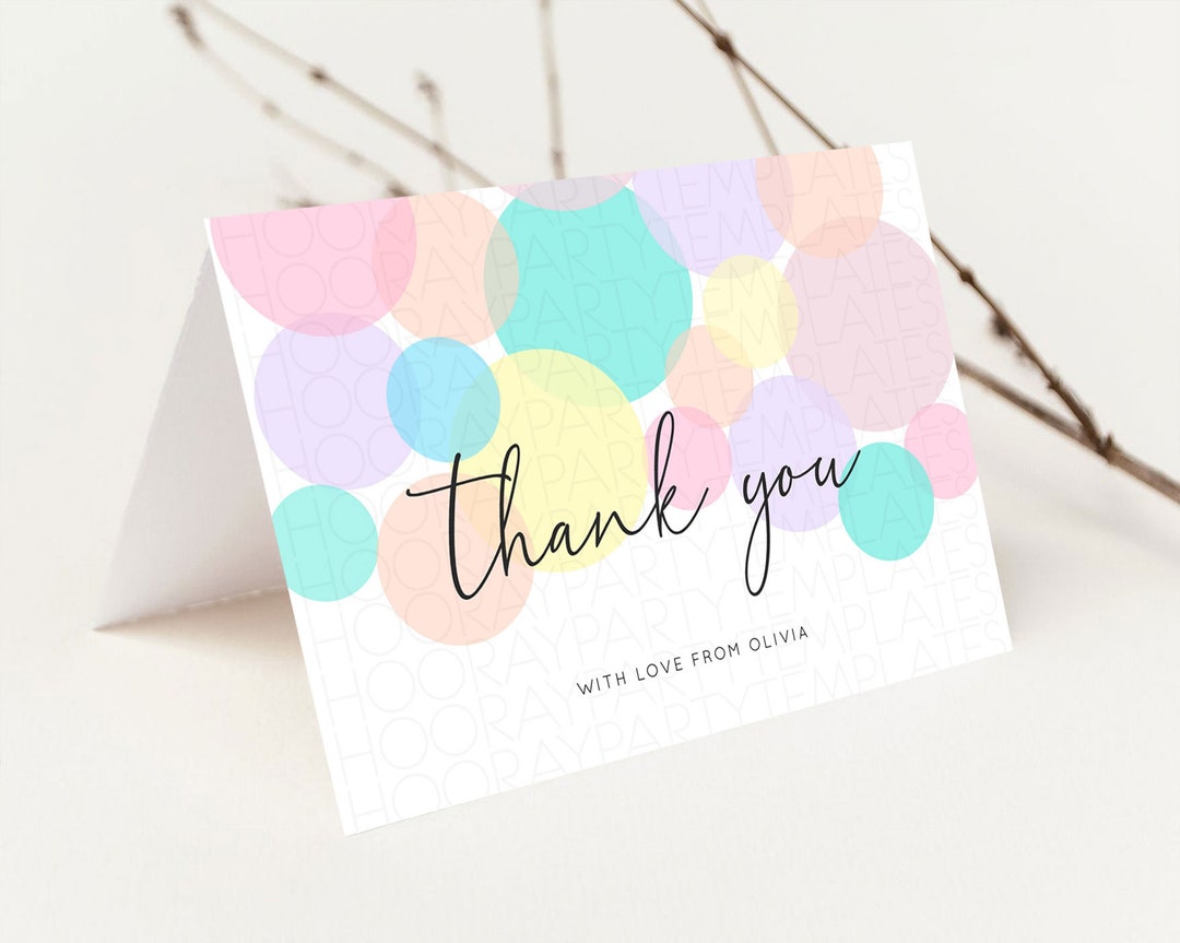 Pastel Thank You Card Pastel Confetti Thank You Pastel Colors - Etsy