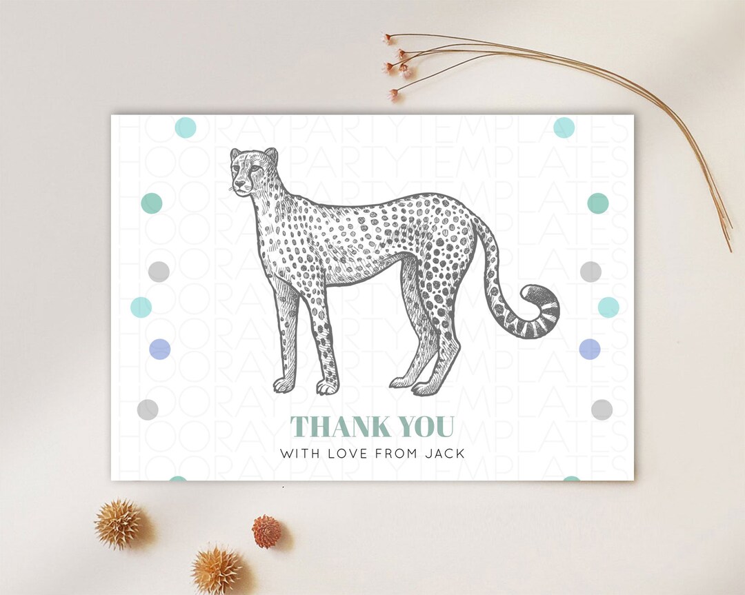 Cheetah Thank You Card Cheetah Thank You Cheetah Party Décor Safari ...