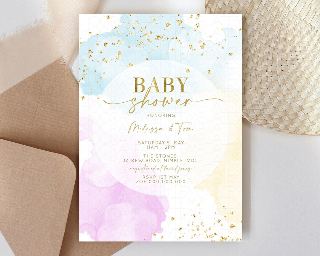 Pastel Baby Shower Invitation Rainbow Baby Shower Invitation - Etsy