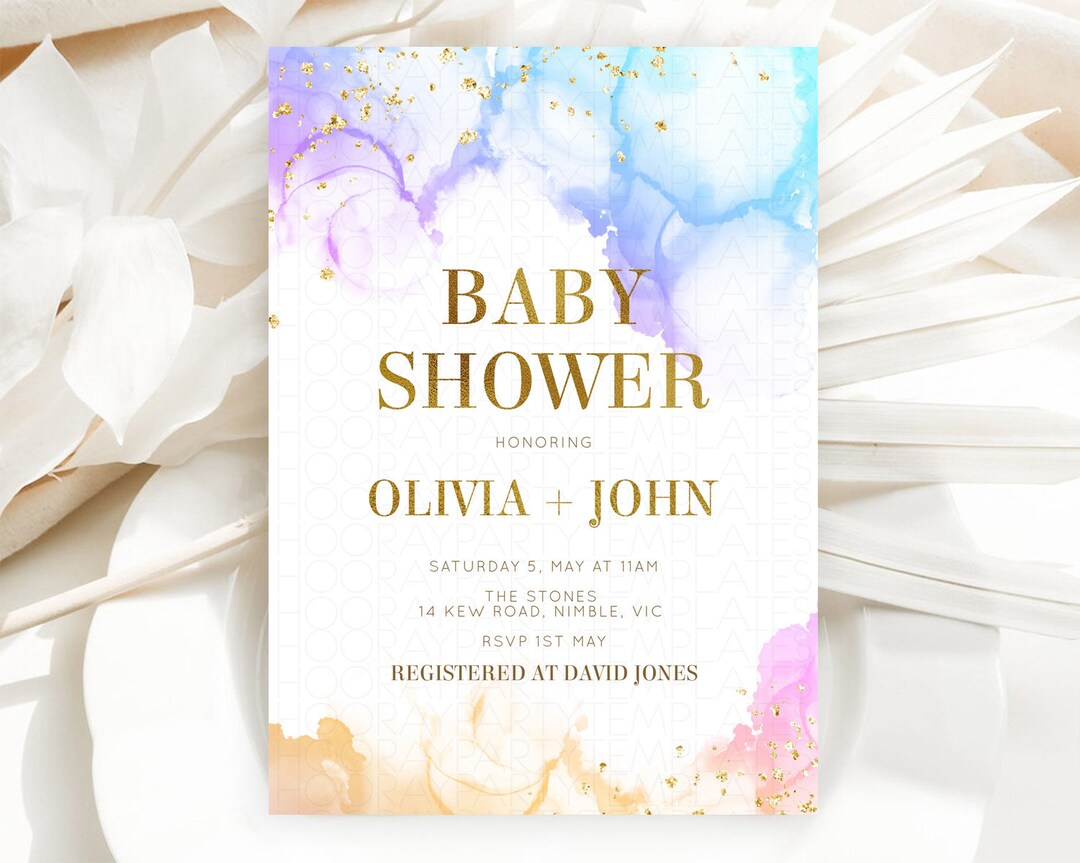 Pastel Baby Shower Invitation Rainbow Baby Shower Invitation - Etsy