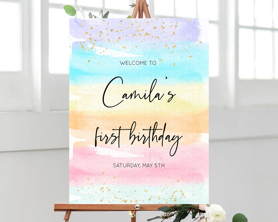 Pastel Sign Pastel Watercolor Board Splash Rainbow