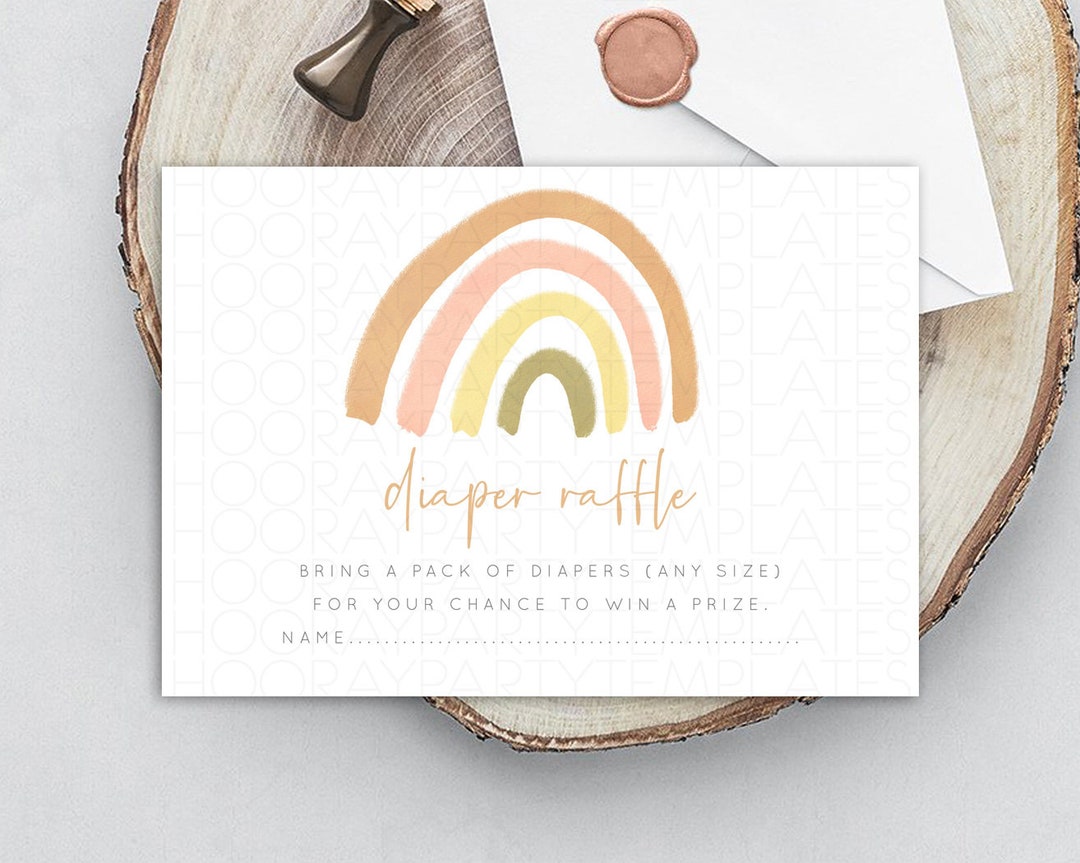 Pastel Rainbow Diaper Raffle Boho Rainbow Diaper Raffle Insert - Etsy