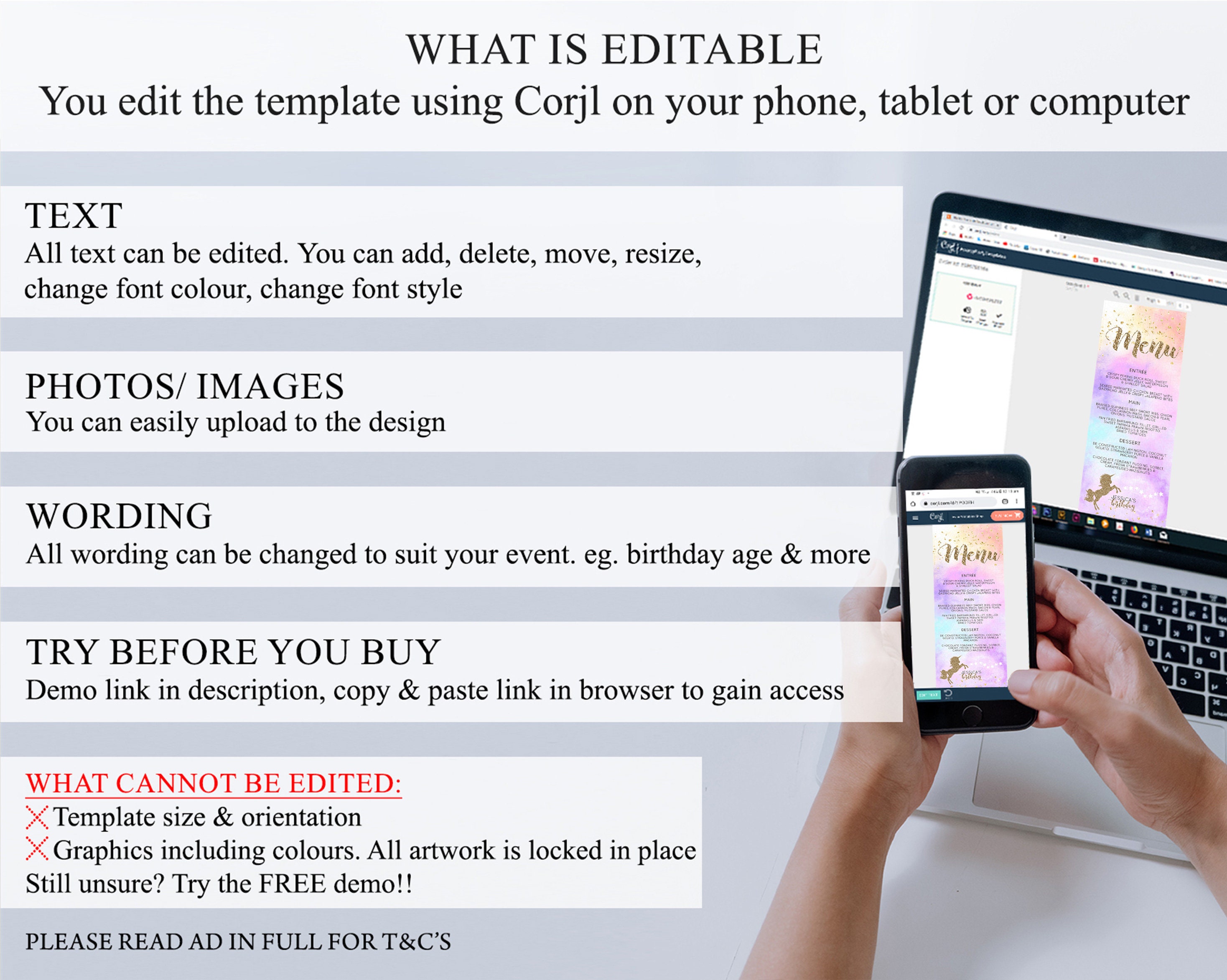 Unicorn Menu Magical Unicorn Party Menu Pastel Rainbow Party Etsy