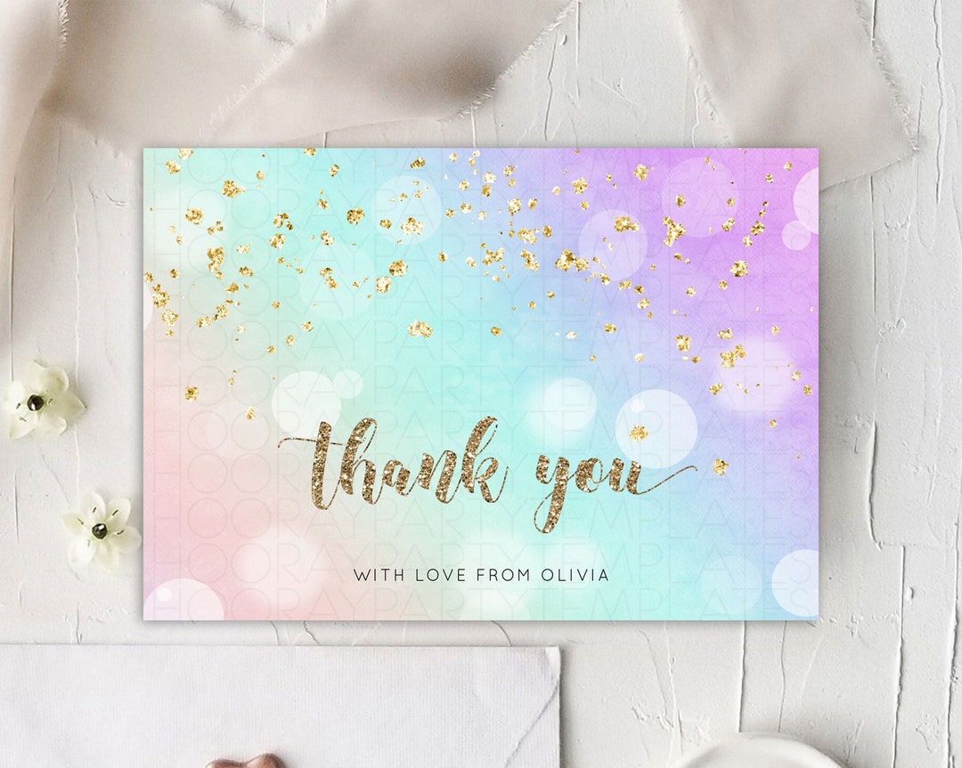 Pastel Thank You Card Pastel Watercolor Thank You Card Splash - Etsy