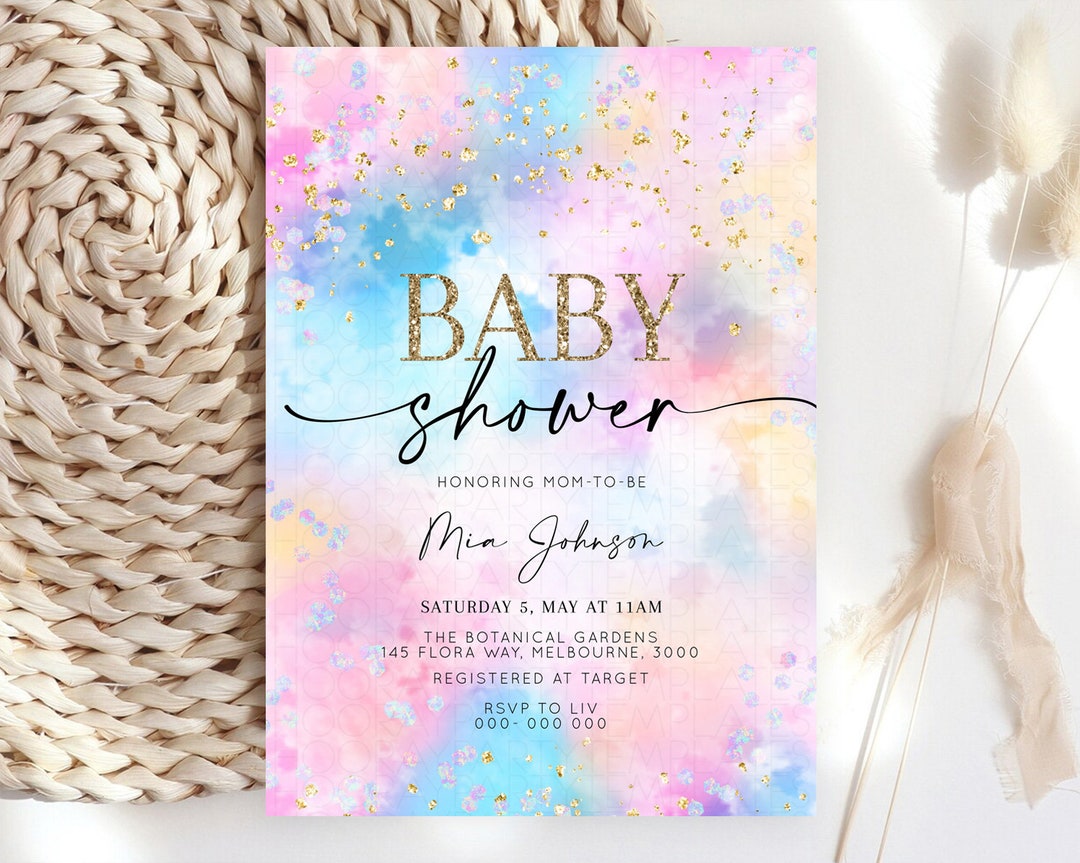 Pastel Baby Shower Invitation Rainbow Baby Shower Invitation - Etsy