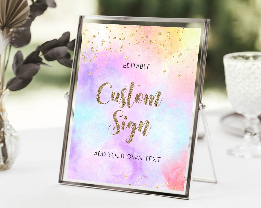 Pastel Sign In Pastel Table Sign Pastel Watercolor Party Table Sign Splash Rainbow ...