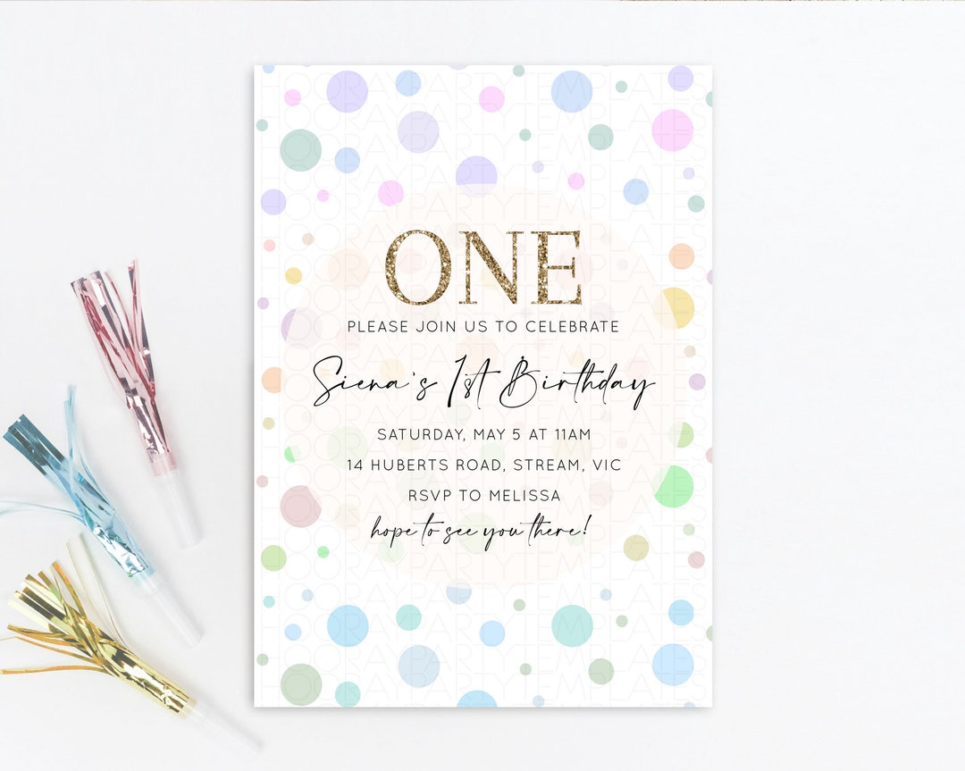 Pastel Birthday Invitation Pastel Confetti Invite Minimalist Pastel