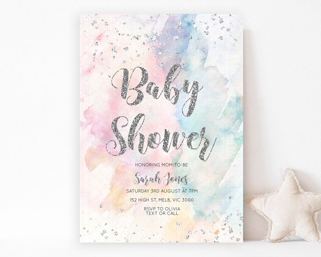 Pastel Baby Shower Invitation Rainbow Baby Shower Invitation - Etsy