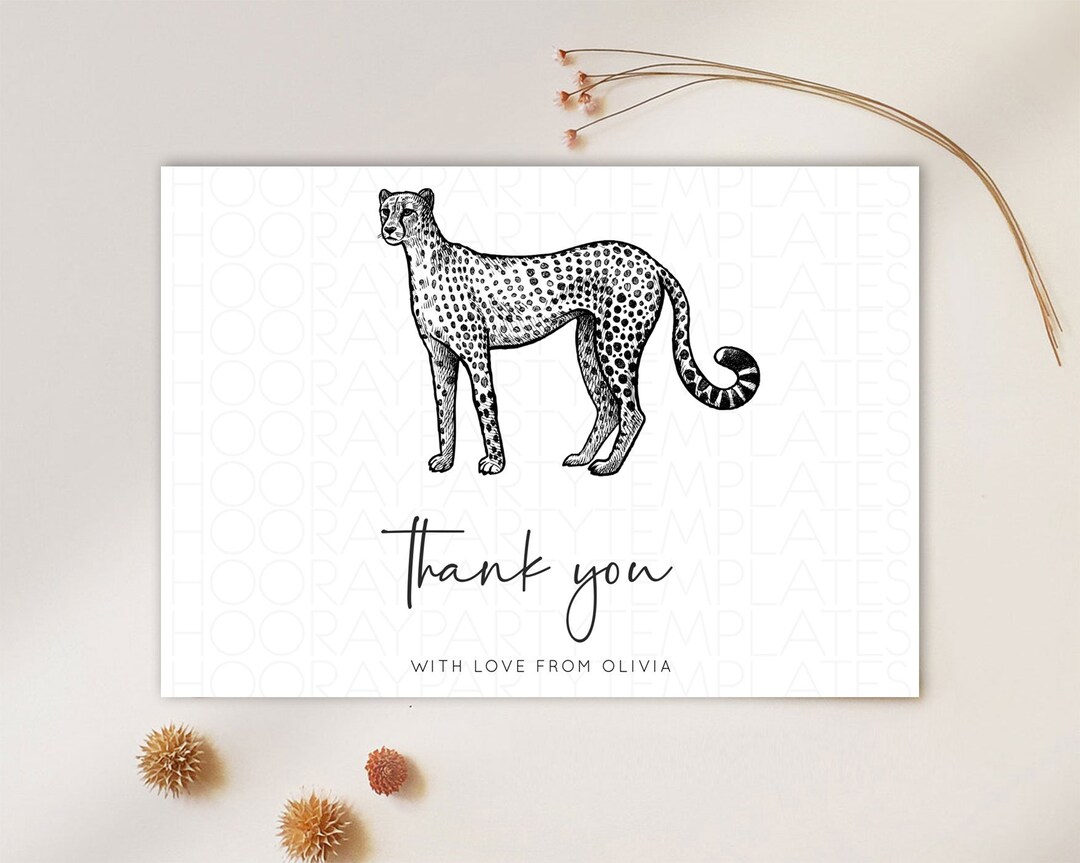 Cheetah Thank You Card Cheetah Thank You Cheetah Party Décor Safari ...