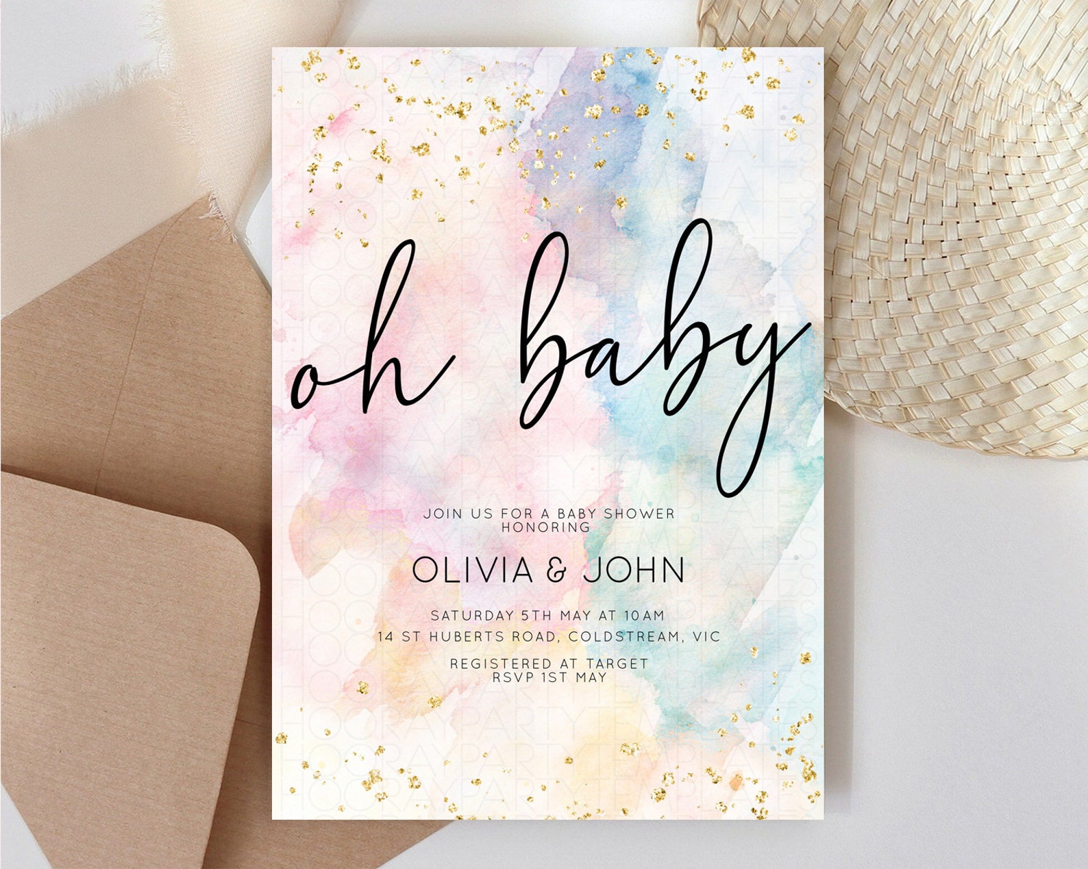 Pastel Baby Shower Invitation Rainbow Baby Shower Invitation | Etsy