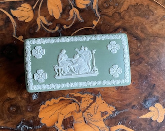 Wedgwood Jasperware Sage Green Rectangular Lidded Box, Vintage