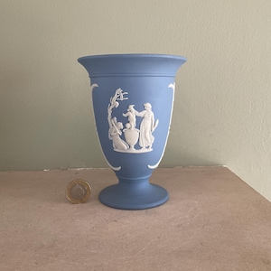 Wedgwood Jasperware Blue Footed Vase, Vintage  1975 Excellent condition, Gift for her, Birthday Gift, Collector Item