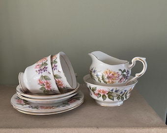 Paragon Country Lane China Tea Set for Two: Vintage Floral Bone China