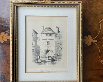Coventry Mill Lane Gate Antiquarian Engraving, Coventry Heritage, Framed