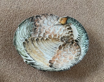 Vintage Italian Turkey Platter: Hand-Painted Figural Decor, 1960s