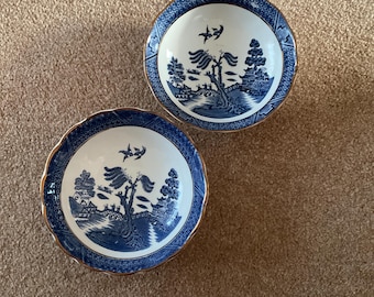 Ridgway Citadel of Kingston Heritage 2 Cereal Bowls/Pudding Bowls, Blue transferware, Vintage