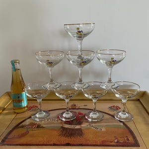 Babycham Champagne Perry Glass 70's, Yellow Leaping Fawn Glass, Vintage, Retro Bar Glasses