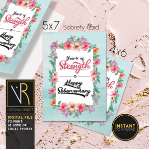 Printable Sobriety Card Happy Soberversary Alcoholics Etsy Canada