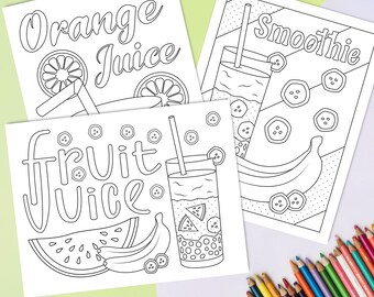 Fruit Party Coloring Etsy