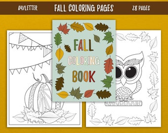 Fall coloring pages | Etsy