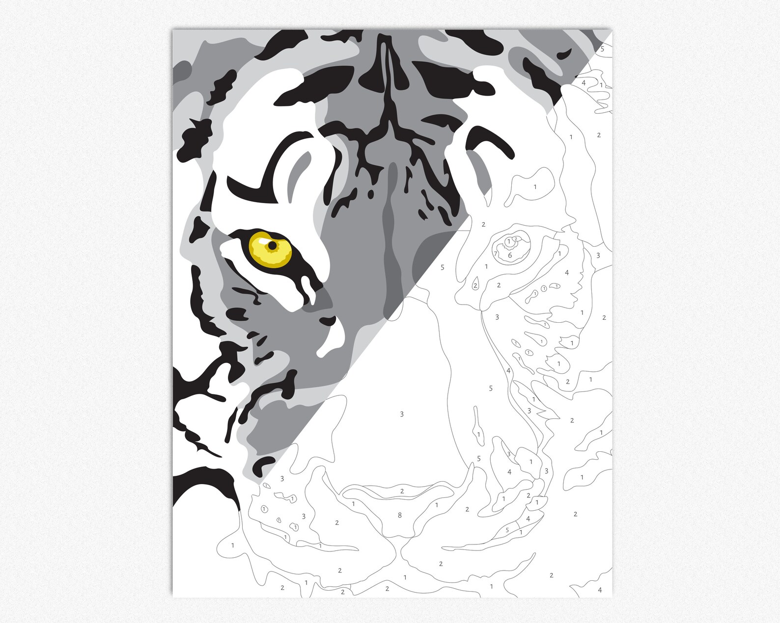 Tiger Paint By Number Printable Coloring Page Printable Color Etsy
