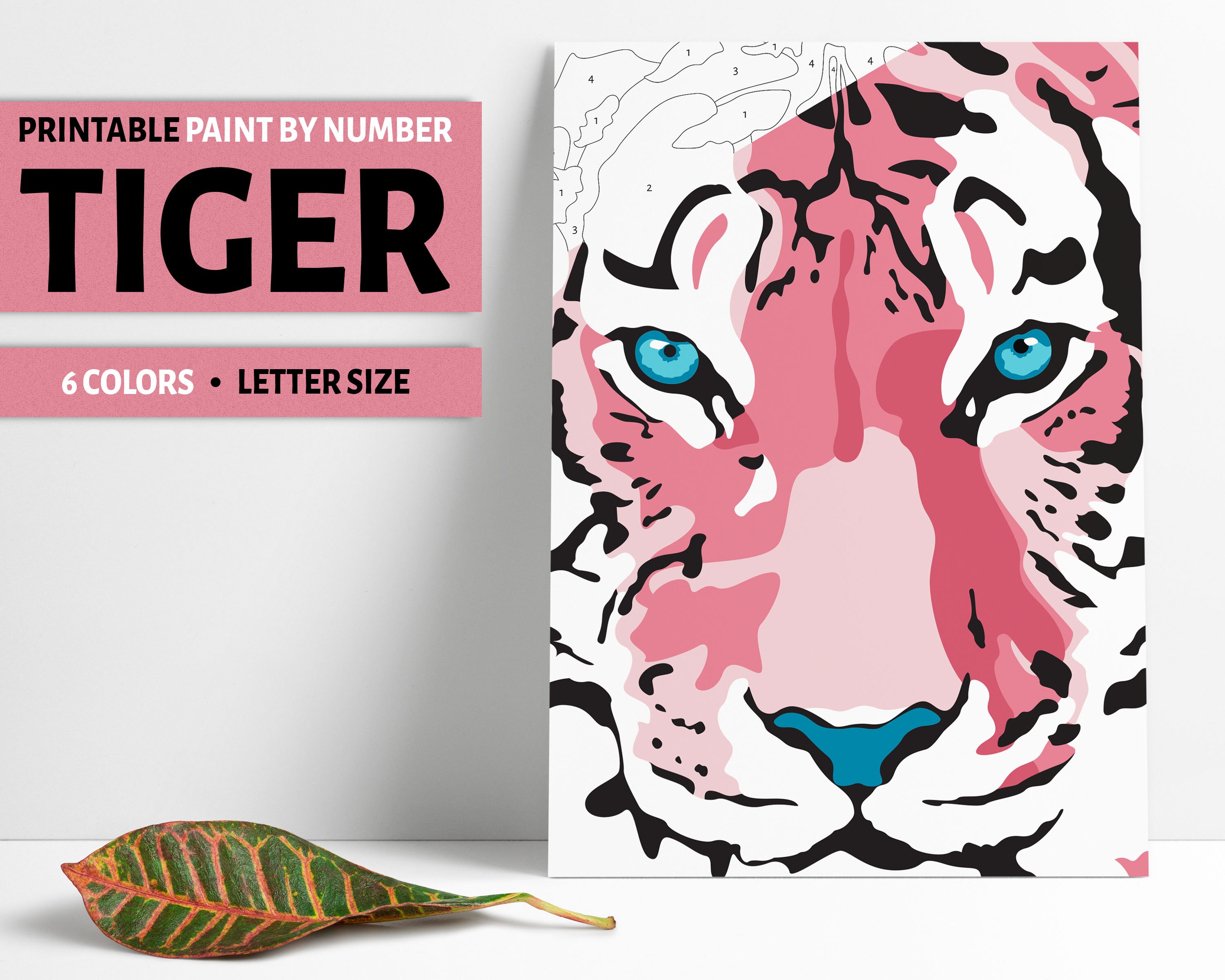 Tiger Paint By Number Printable Coloring Page Printable Color Etsy