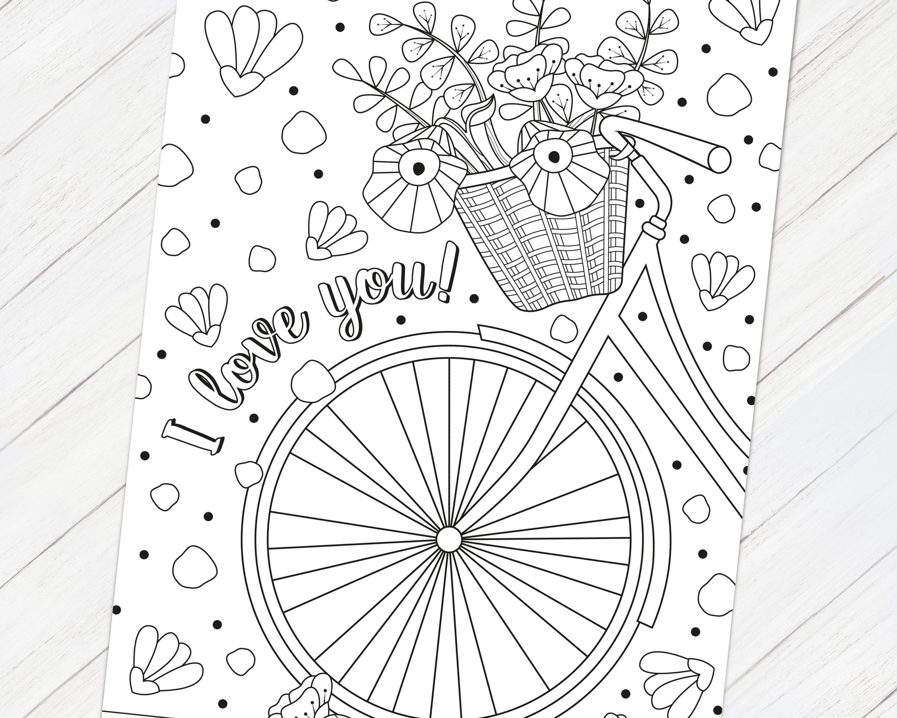 Printable Coloring Card I love you Card Printable | Etsy