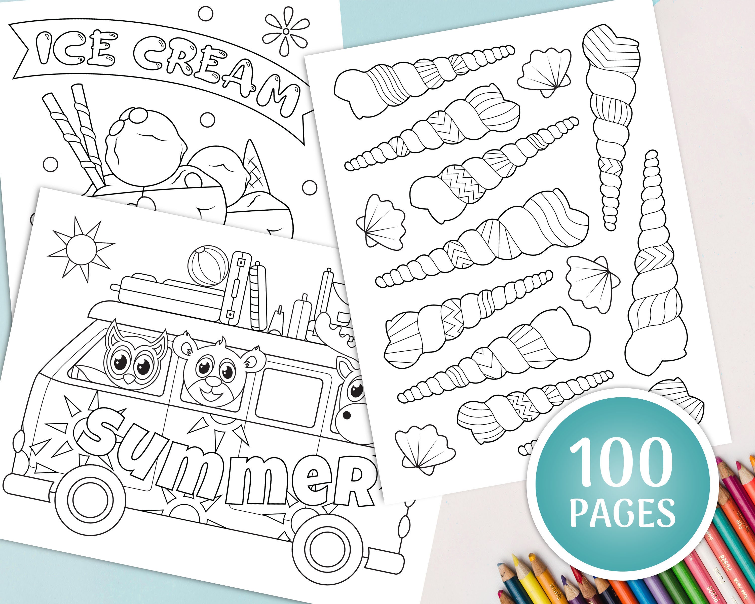 100 Summer Coloring Pages For Kids Printable Coloring Book Etsy