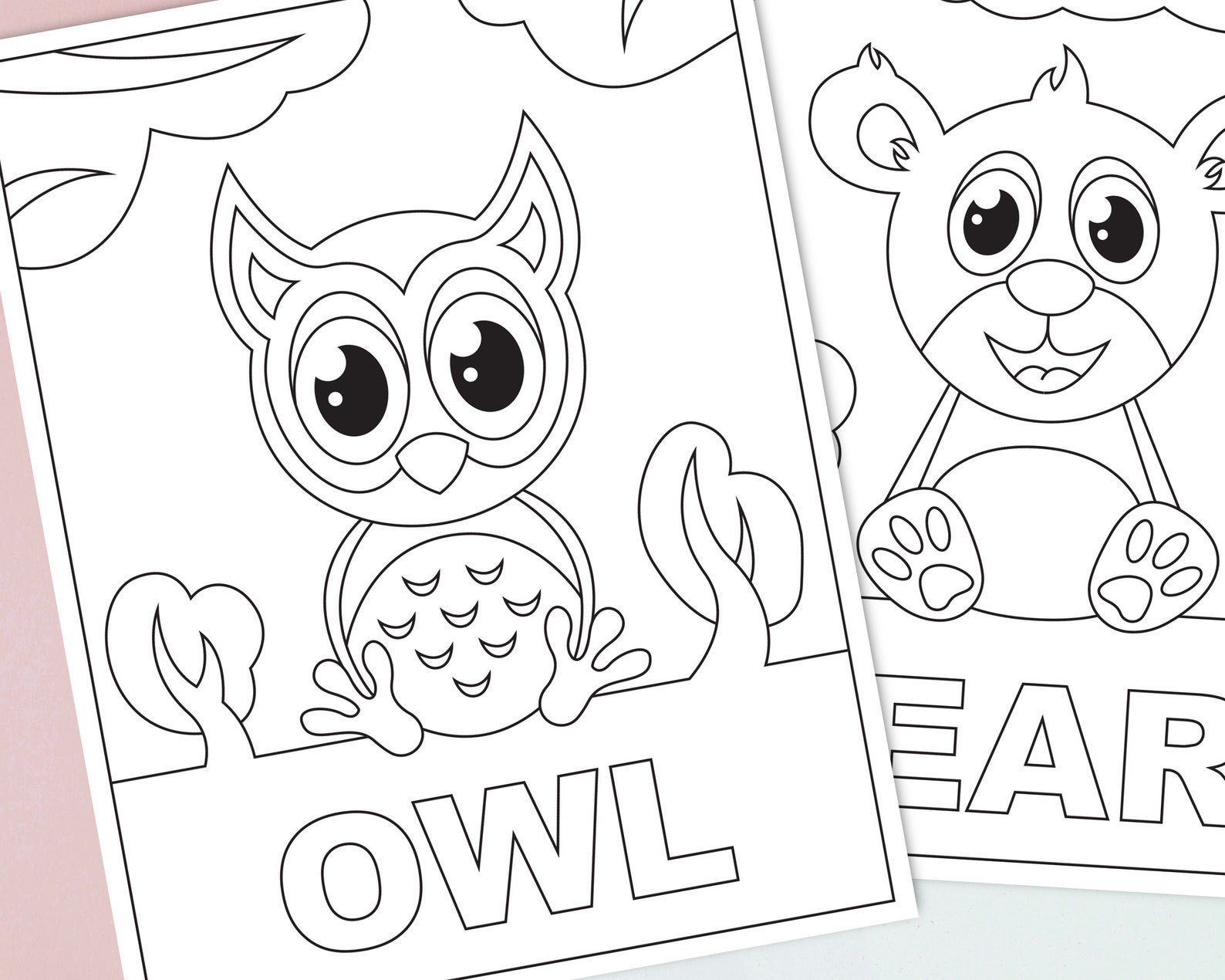 Printable Woodland Animals Coloring Pages for Kids Forest | Etsy