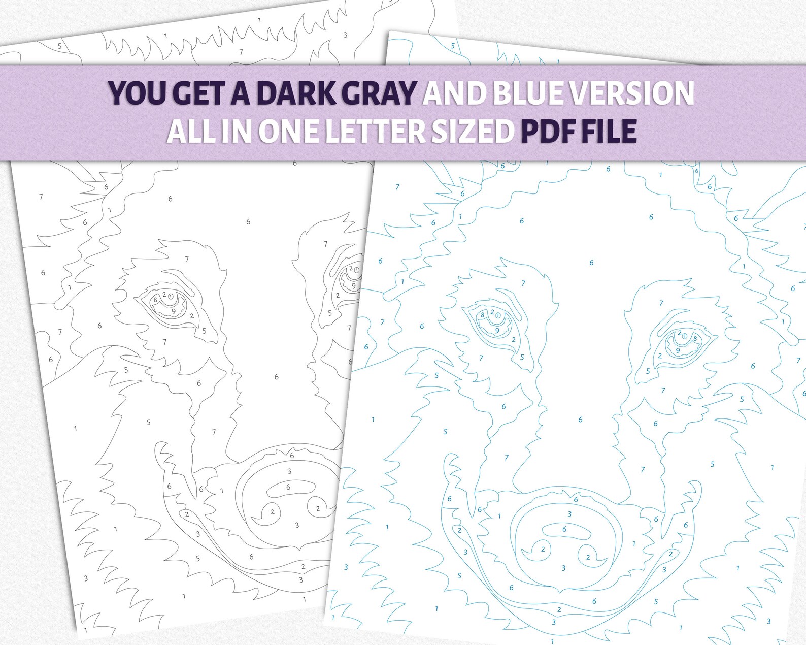 Wolf Paint By Number Printable Coloring Page Printable Color Etsy