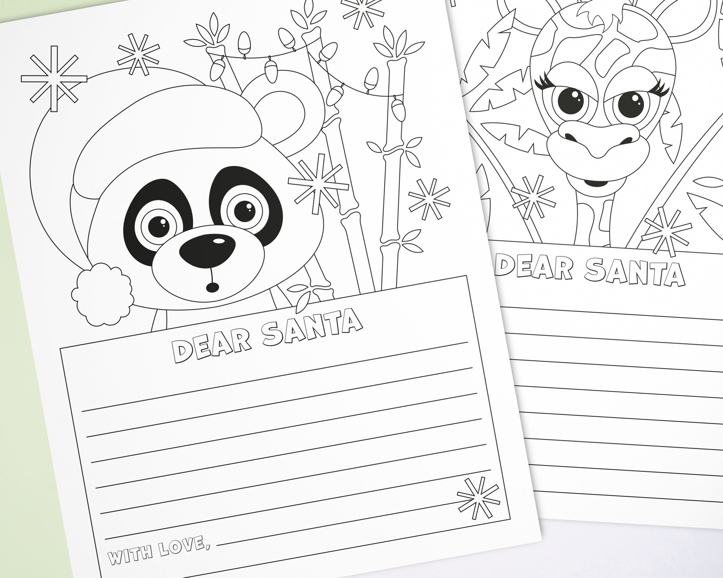 Coloring Letter to Santa Digital Santa Letter Template for | Etsy