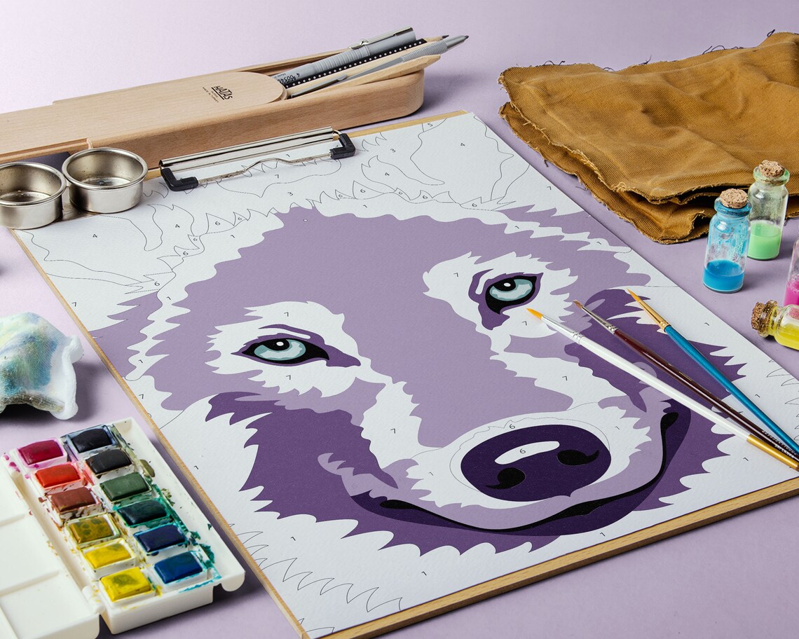 Wolf Paint By Number Printable Coloring Page Printable Color | Etsy