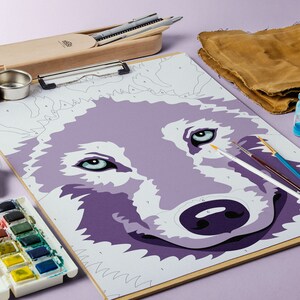 Wolf Paint By Number Printable Coloring Page Printable Color | Etsy