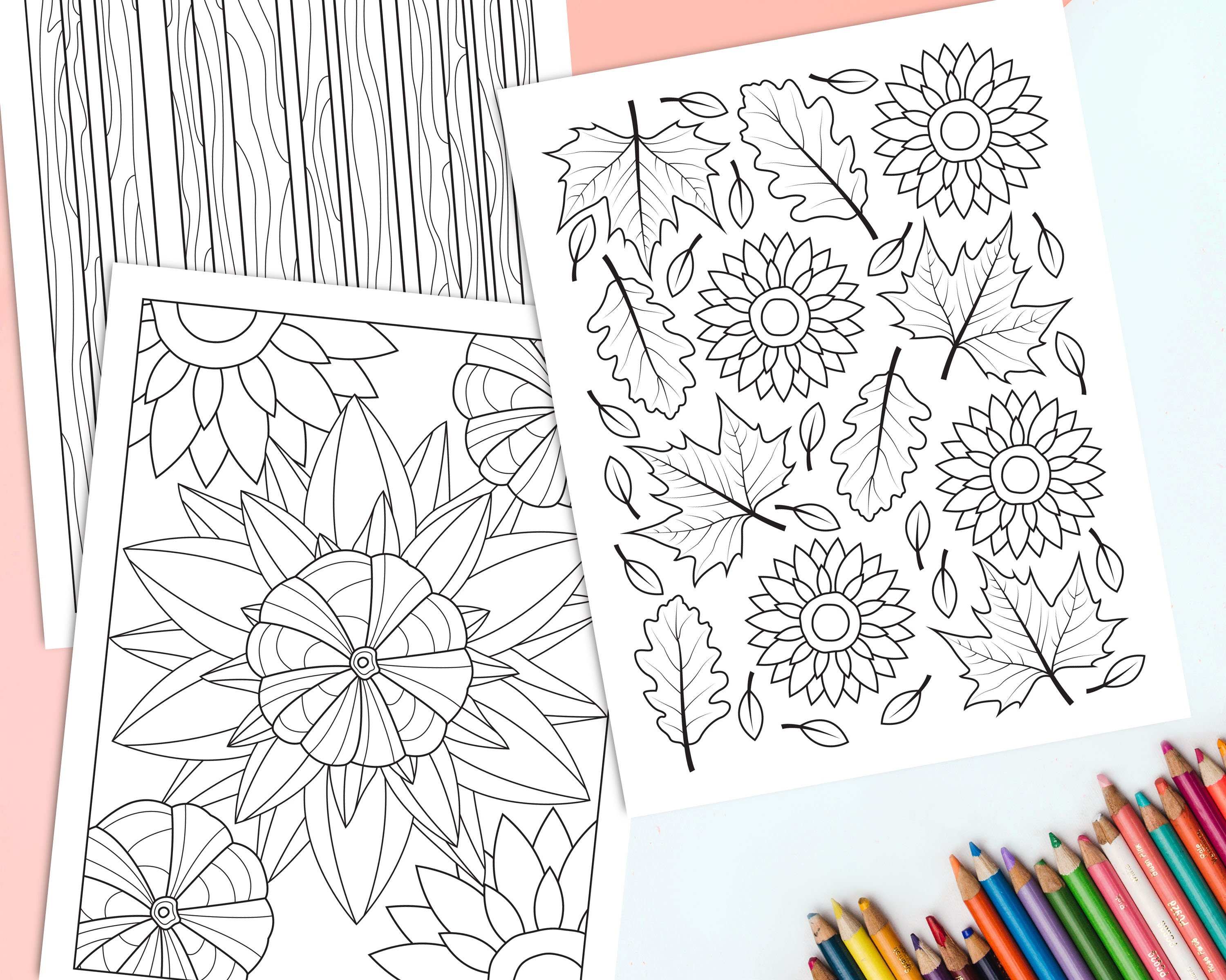 Fall Coloring Pages for Adults Printable Autumn Coloring | Etsy