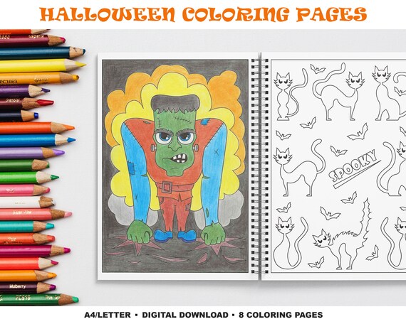 Download Halloween Coloring Sheets Instant Download Fall Coloring Etsy