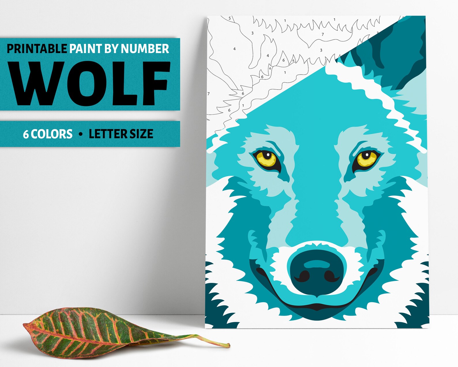 Wolf Paint By Number Printable Coloring Page Printable Color Etsy