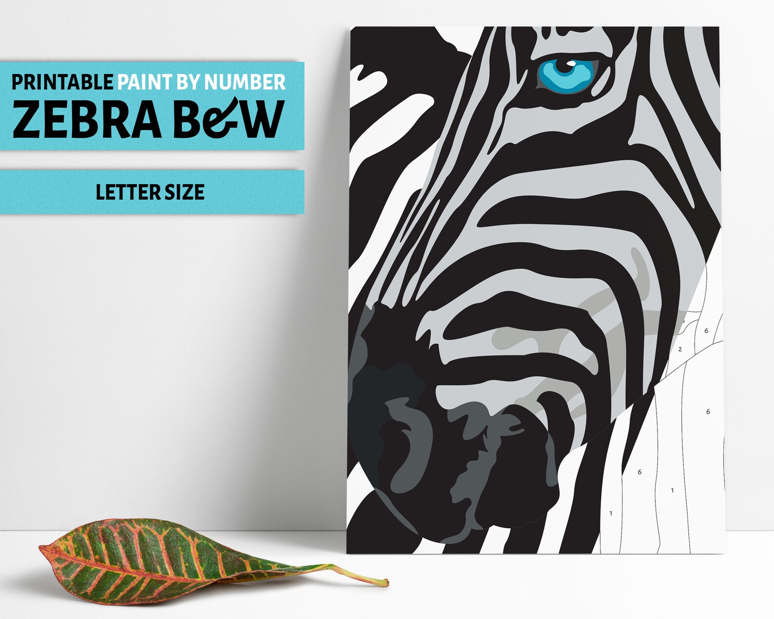 Zebra Paint By Number Printable Coloring Page Printable Color Etsy