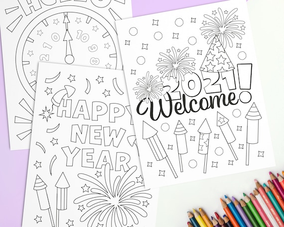 New Year Coloring Pages for Kids Printable Winter Coloring