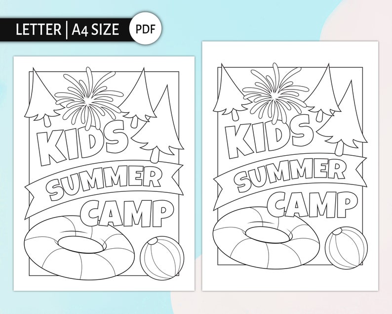 Summer party coloring posters Printable summer coloring pages | Etsy