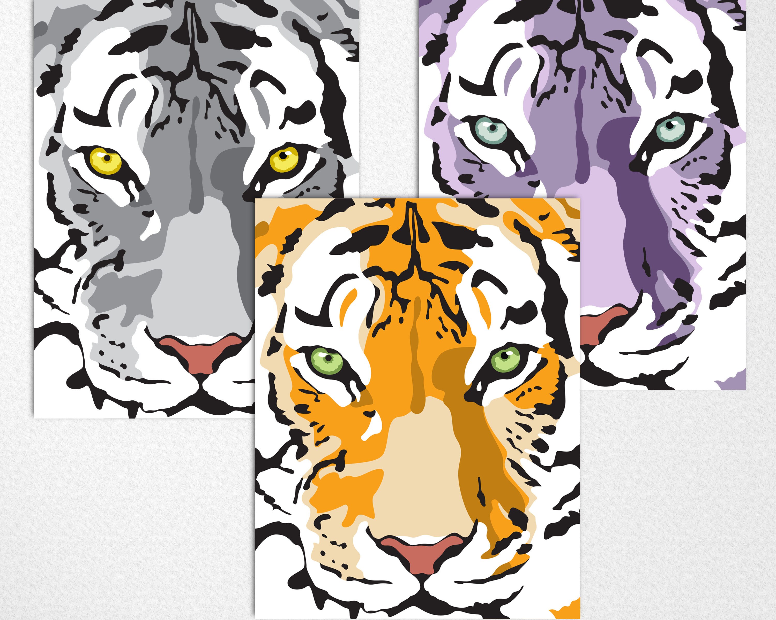 Tiger Paint By Number Printable Coloring Page Printable Color | Etsy