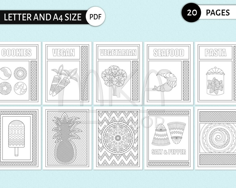 Download Printable Coloring Recipe Binder Kit Food Coloring Pages | Etsy