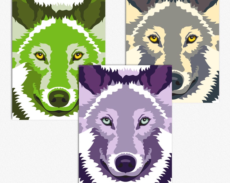 Wolf Paint By Number Printable Coloring Page Printable Color | Etsy