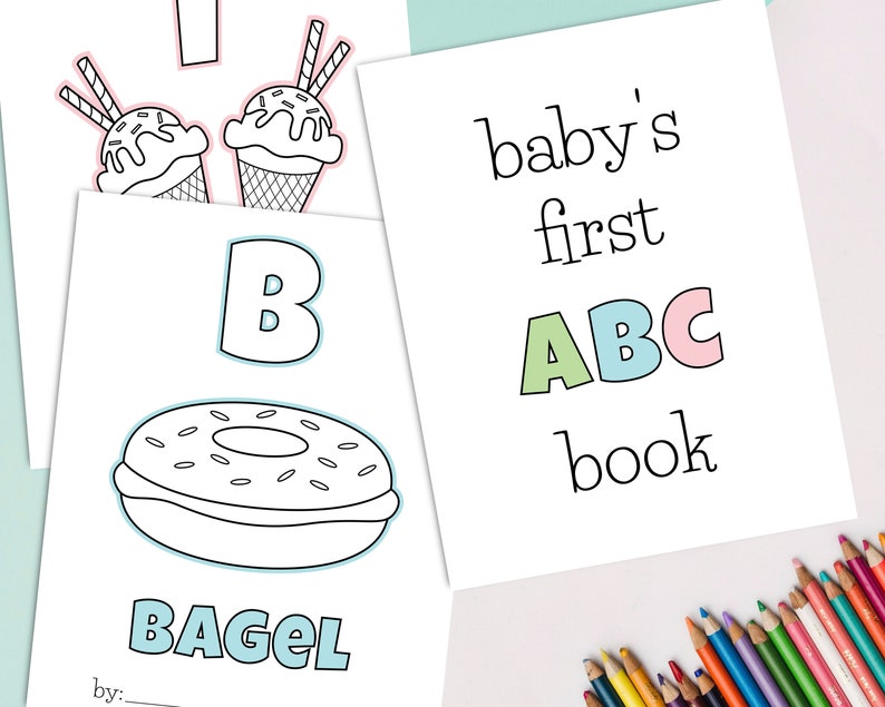 Baby's first Alphabet book Baby shower activity Baby Etsy