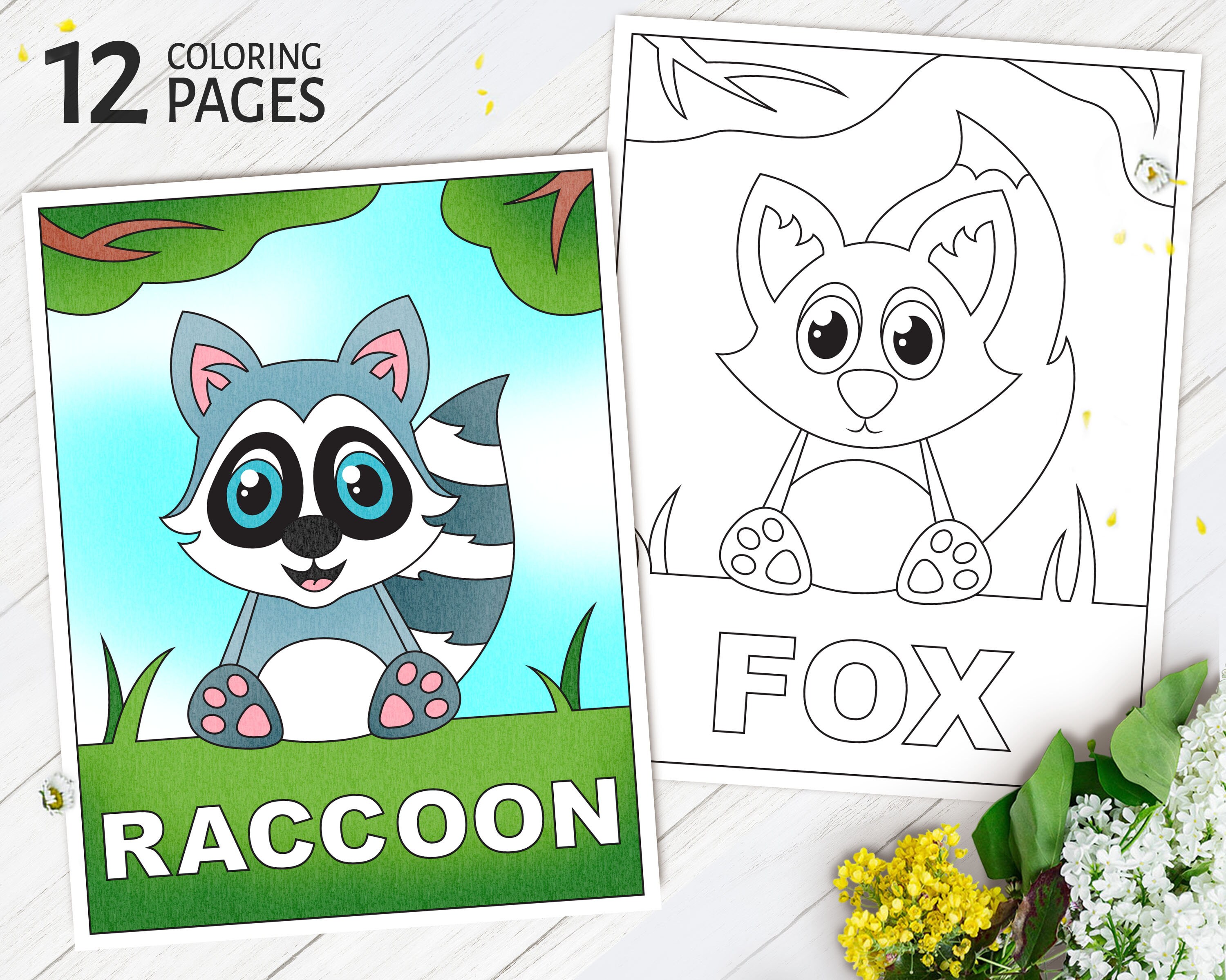 Download Woodland Animal Coloring Pages Download Forest Coloring Book Etsy